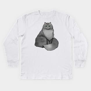 Cat - Persian - Black Kids Long Sleeve T-Shirt